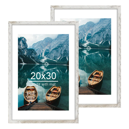 Hongkee 5x7 Picture Frame Set of 2, Real Glass and Wood Frame for Mat 4x6