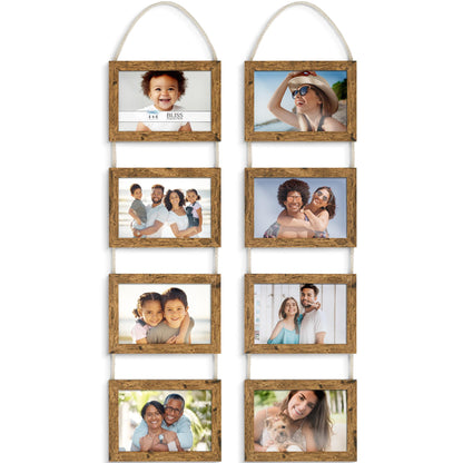 4x6 Hanging Picture Frames Collage with 8 Openings - Rustic Brown, 2 PK
