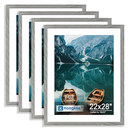 Hongkee 8x10 Picture Frame Set of 4, Real Glass and Wood Frame, 5x7 Mat