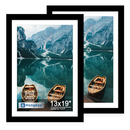 Hongkee 5x7 Picture Frame Set of 2, Real Glass and Wood Frame for Mat 4x6