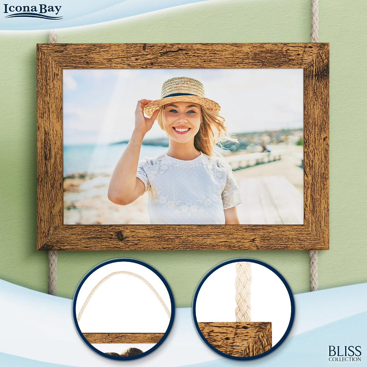 4x6 Hanging Picture Frames Collage with 8 Openings - Rustic Brown, 2 PK