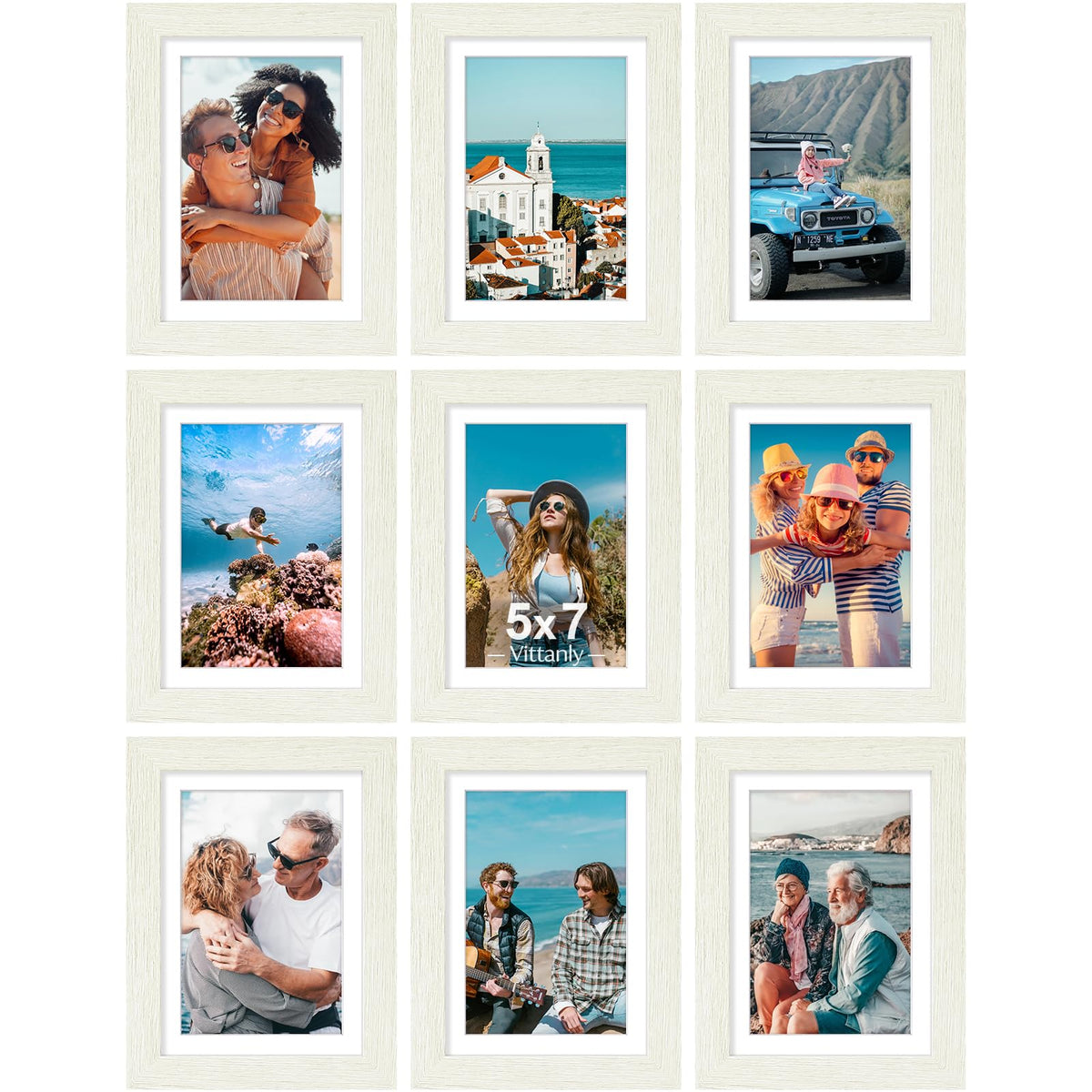 Vittanly 8x10 Picture Frames Set of 9 for Wall or Tabletop Display, Gold