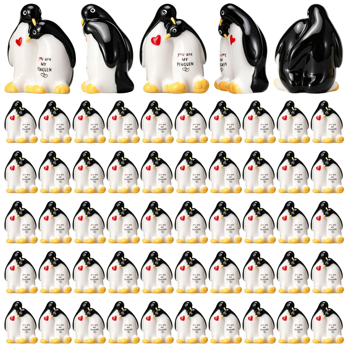 Soulchen 50 Pcs Mini Penguin Figurines Red Hat Resin Christmas Decor