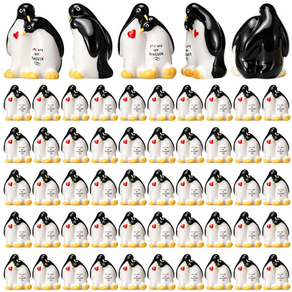 Soulchen 50 Pcs Mini Penguin Figurines Red Hat Resin Christmas Decor