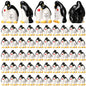 Soulchen 50 Pcs Mini Penguin Figurines Red Hat Resin Christmas Decor