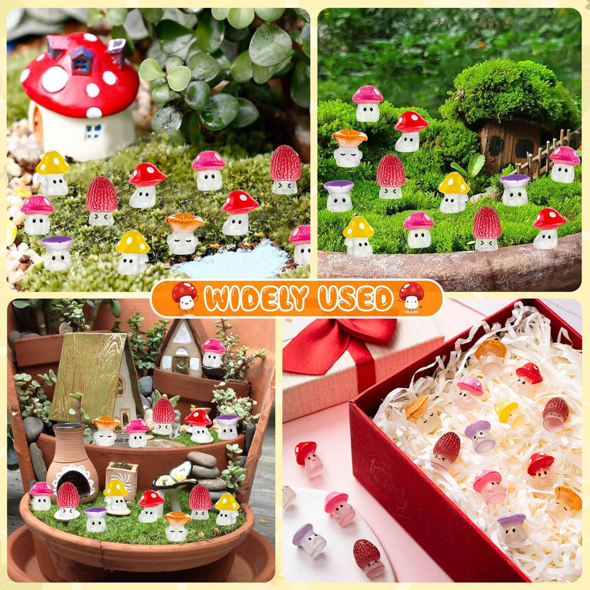 24pcs Mini Mushrooms Cute Resin Tiny Mushroom Figurines