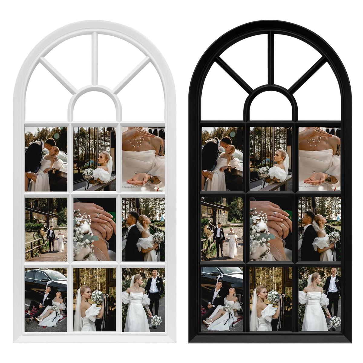 J.M.Deco Arched Collage Picture Frames Wall for Decor 9 Pieces 4 x 6 Photos