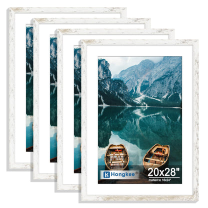 Hongkee 8x10 Picture Frame Set of 4, Real Glass and Wood Frame, 5x7 Mat
