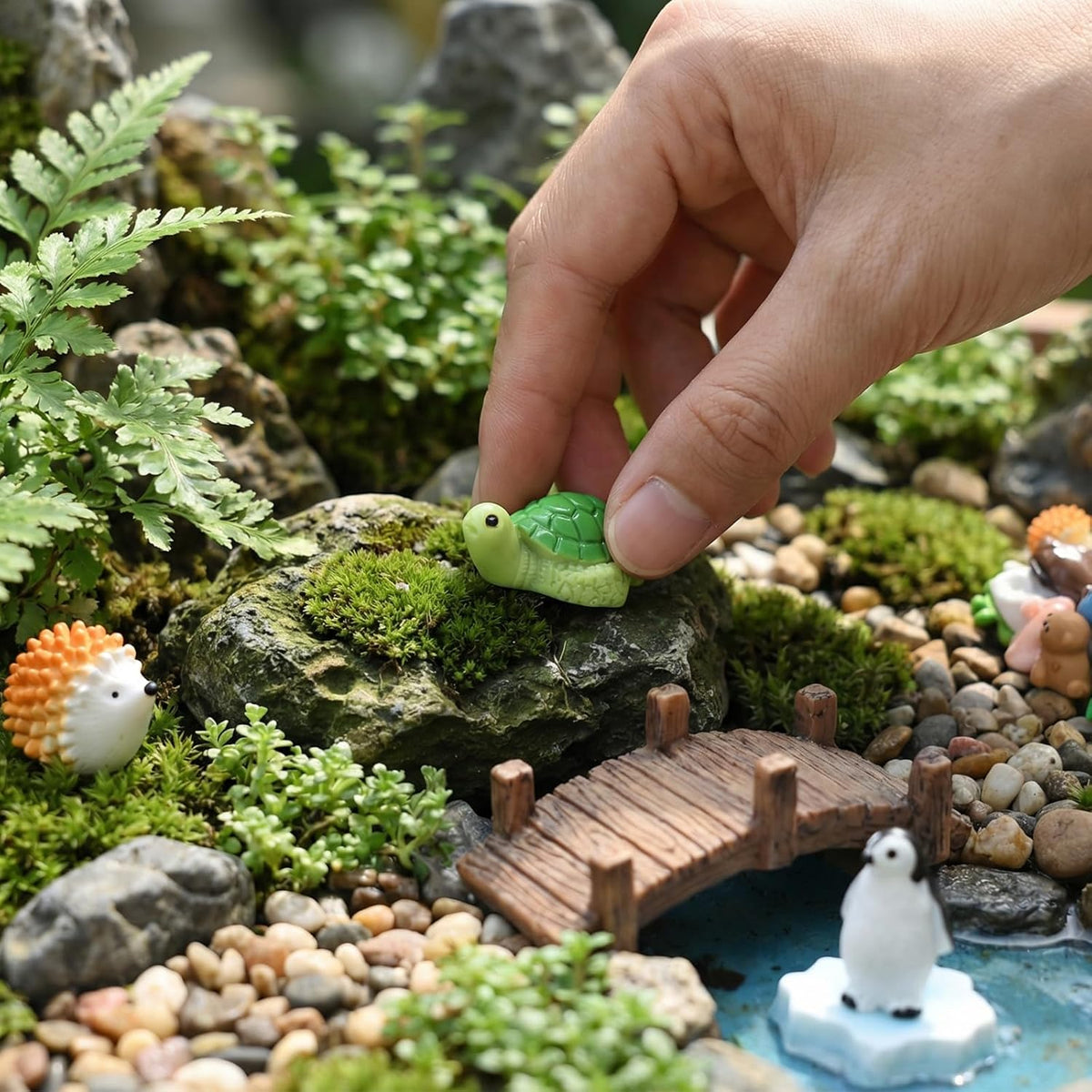 Prudiut 60 Pcs Mini Resin Animal Figures 60 Styles for Fairy Garden Decor