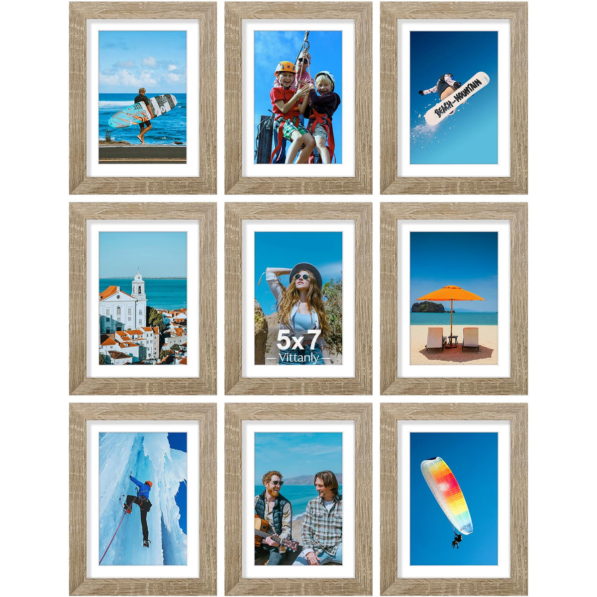 Vittanly 8x10 Picture Frames Set of 9 for Wall or Tabletop Display, Gold