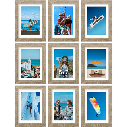 Vittanly 8x10 Picture Frames Set of 9 for Wall or Tabletop Display, Gold