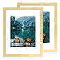 Hongkee 5x7 Picture Frame Set of 2, Real Glass and Wood Frame for Mat 4x6