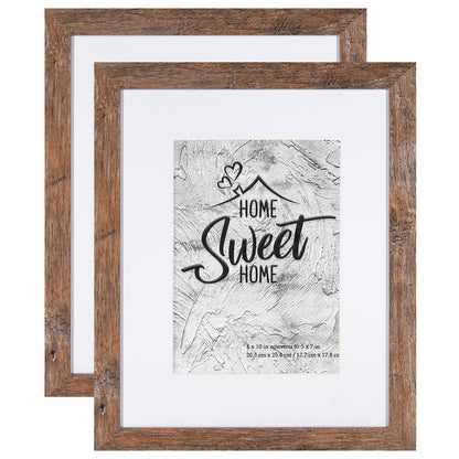 Califortree 5x7 Picture Frame - Can Display Photo 4x6 with Mat, Wood Frame with Shatterproof Plexiglass, Wall & Tabletop Display, Rustic Brown