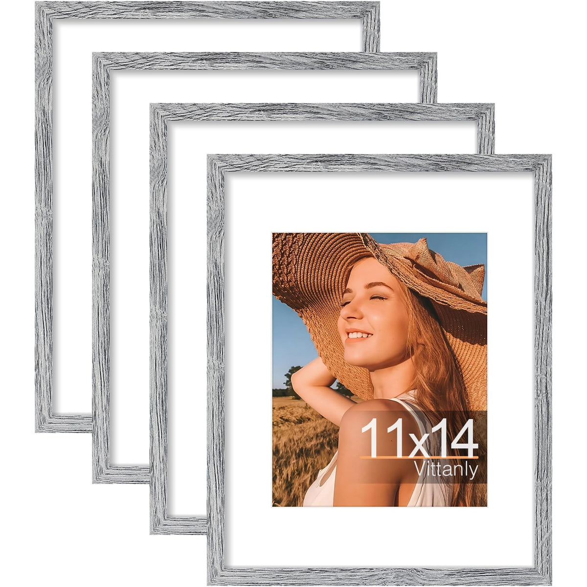 Vittanly 8x10 Picture Frames Set of 4, for Wall or Tabletop, Pale Pink