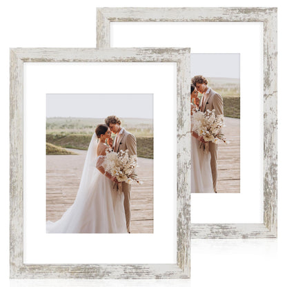 Hongkee 5x7 Picture Frame Set of 2, Real Glass and Wood Frame for Mat 4x6