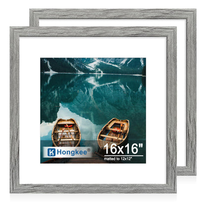 Hongkee 5x7 Picture Frame Set of 2, Real Glass and Wood Frame for Mat 4x6