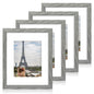 Hongkee 8x10 Picture Frame Set of 4, Real Glass and Wood Frame, 5x7 Mat