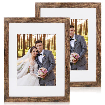 Hongkee 5x7 Picture Frame Set of 2, Real Glass and Wood Frame for Mat 4x6