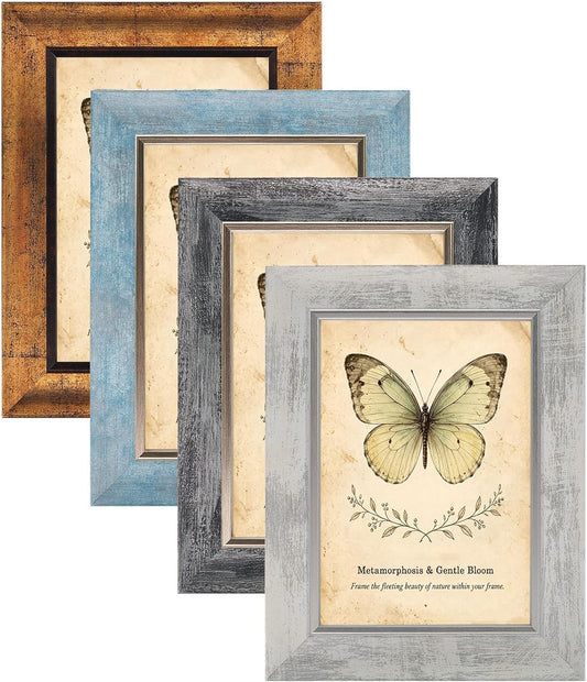 XUANLUO 5x7 Picture Frames Set of 4,Rustic Retro Photo Frame(Multicolor)