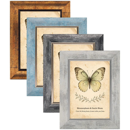 XUANLUO 5x7 Picture Frames Set of 4,Rustic Retro Photo Frame(Multicolor)