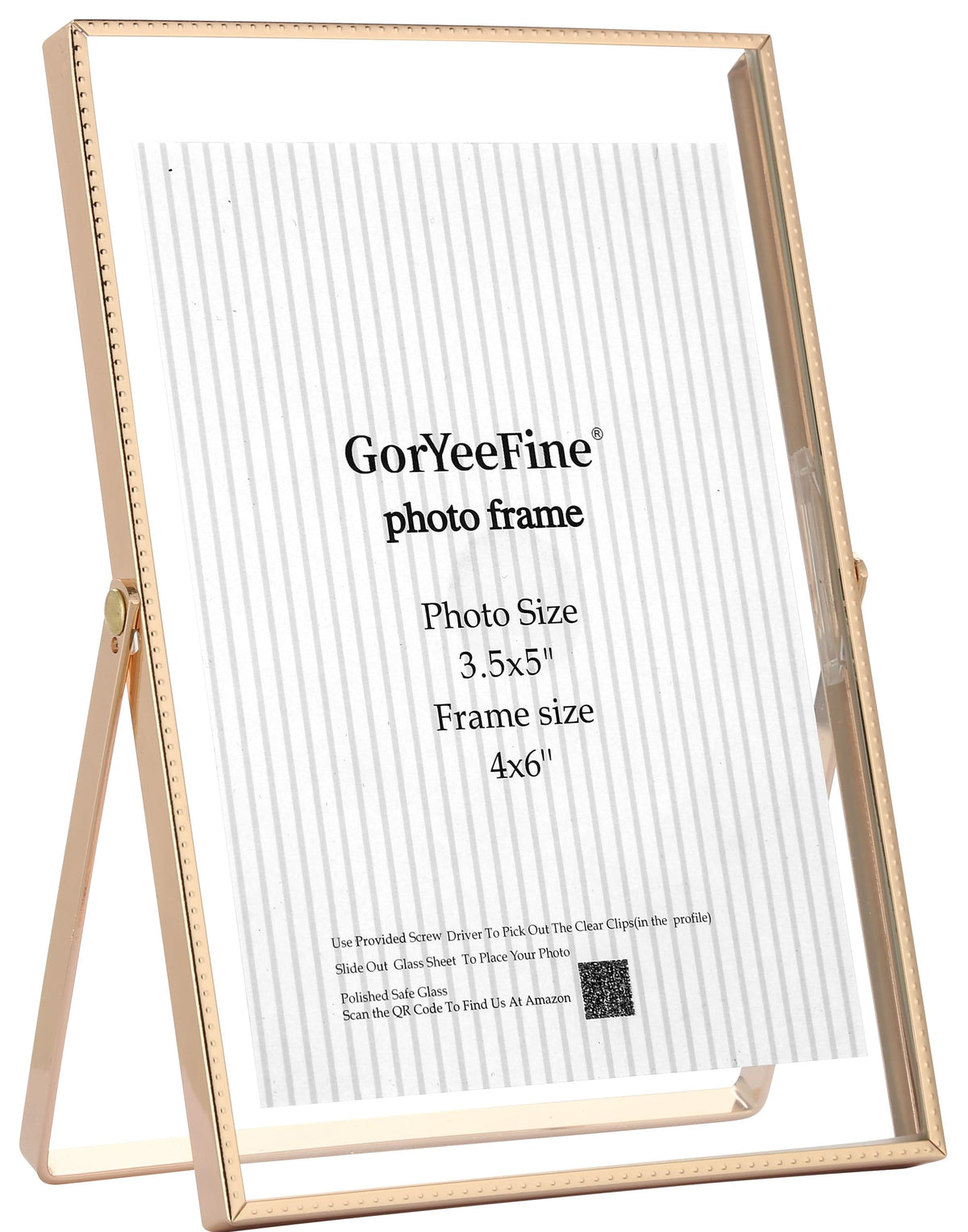 Gold 8x10'' Floating Frame Set of 2,For Photo Sizes( 5x7'',6x8'',7x9''),Beautiful Metal Beaded Edge Frames Adjustable Tabletop/Shelf Photo Frame,Classy Gift Choice for Wedding