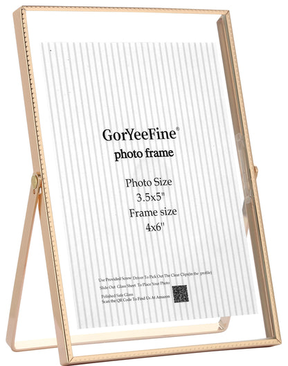 Gold 8x10'' Floating Frame Set of 2,For Photo Sizes( 5x7'',6x8'',7x9''),Beautiful Metal Beaded Edge Frames Adjustable Tabletop/Shelf Photo Frame,Classy Gift Choice for Wedding