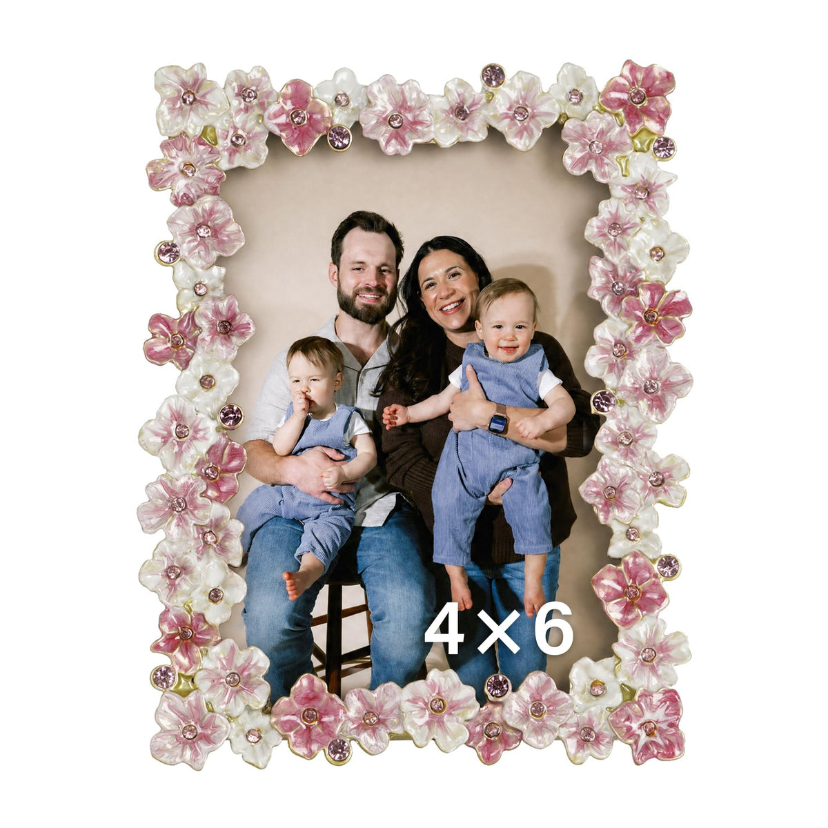 4x6 Pink Flower Picture Frame with Rhinestones