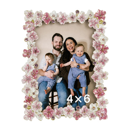 4x6 Pink Flower Picture Frame with Rhinestones