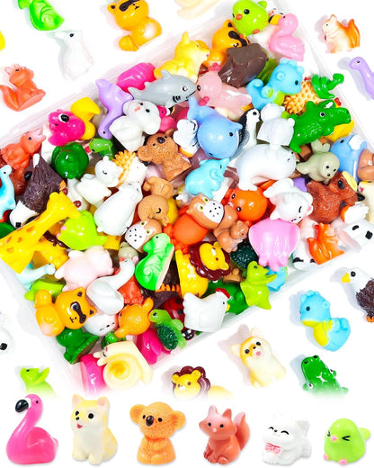 FIVEIZERO 56 Styles Mini Resin Animal Figurines Bulk, Unique Assorted Tiny Little Animals to Hide, Small Figures for Micro Fairy Garden, Party Favors, Dollhouse Crafts Decor