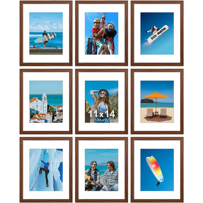 Vittanly 8x10 Picture Frames Set of 9 for Wall or Tabletop Display, Gold