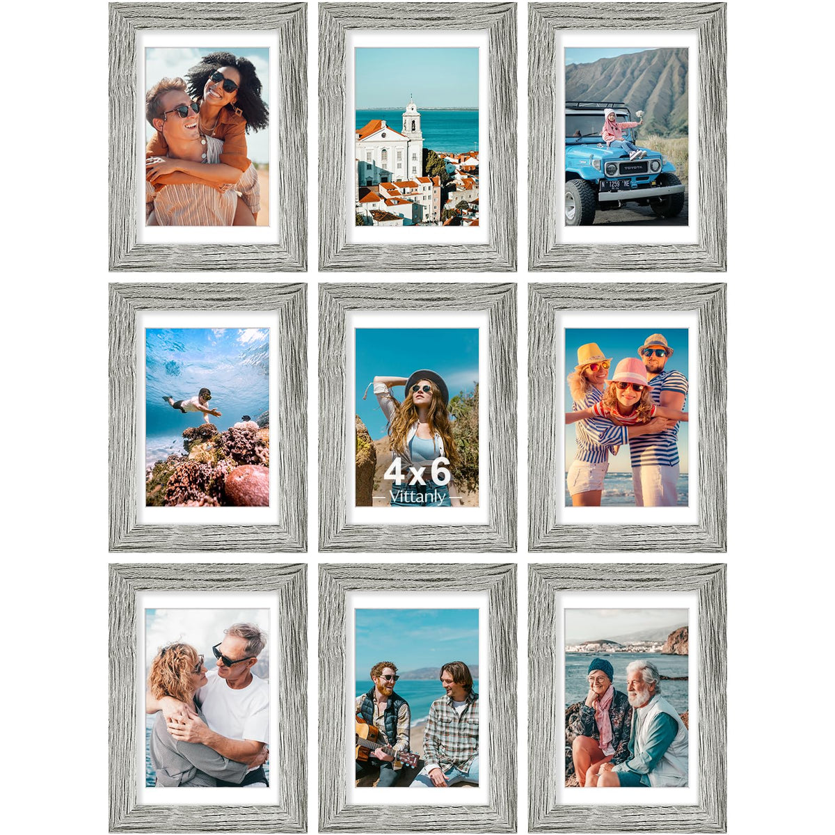 Vittanly 8x10 Picture Frames Set of 9 for Wall or Tabletop Display, Gold