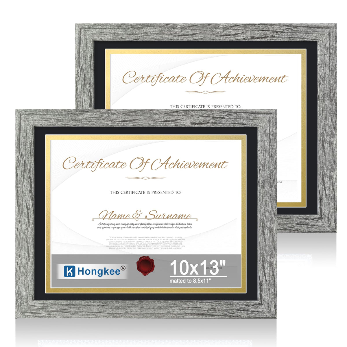 Hongkee 5x7 Picture Frame Set of 2, Real Glass and Wood Frame for Mat 4x6