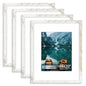 Hongkee 8x10 Picture Frame Set of 4, Real Glass and Wood Frame, 5x7 Mat
