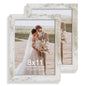 Hongkee 5x7 Picture Frame Set of 2, Real Glass and Wood Frame for Mat 4x6
