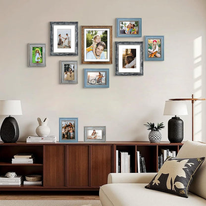 LUCKYLIFE Picture Frames Collage Wall Decor 10-Pack, Gallery Wall Frame Set with 11x14 8x10 5x7 4x6 Frames in 4 Different Finishes