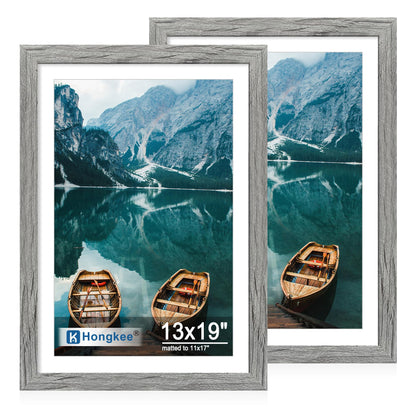Hongkee 5x7 Picture Frame Set of 2, Real Glass and Wood Frame for Mat 4x6