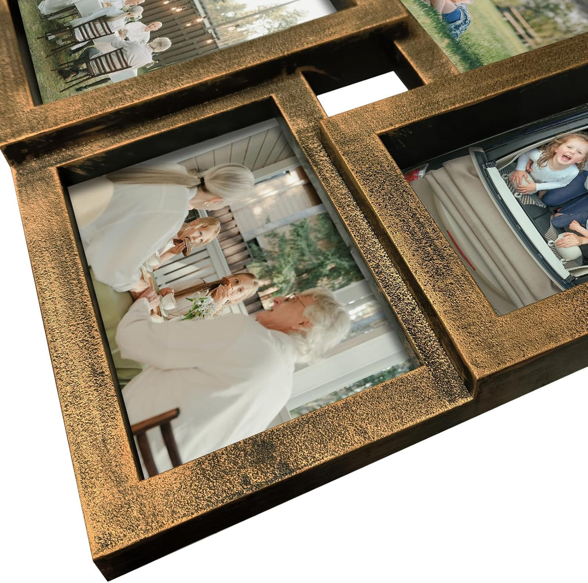 J.M.Deco Collage Picture Frames for Wall 24 Slots, Large Photo Frame Collage Wall Hanging for 4 x 6 Photo, Christmas Gift for Family or Friends - Retro Gold