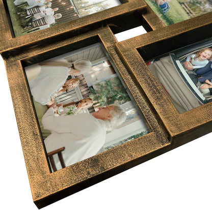J.M.Deco Collage Picture Frames for Wall 24 Slots, Large Photo Frame Collage Wall Hanging for 4 x 6 Photo, Christmas Gift for Family or Friends - Retro Gold