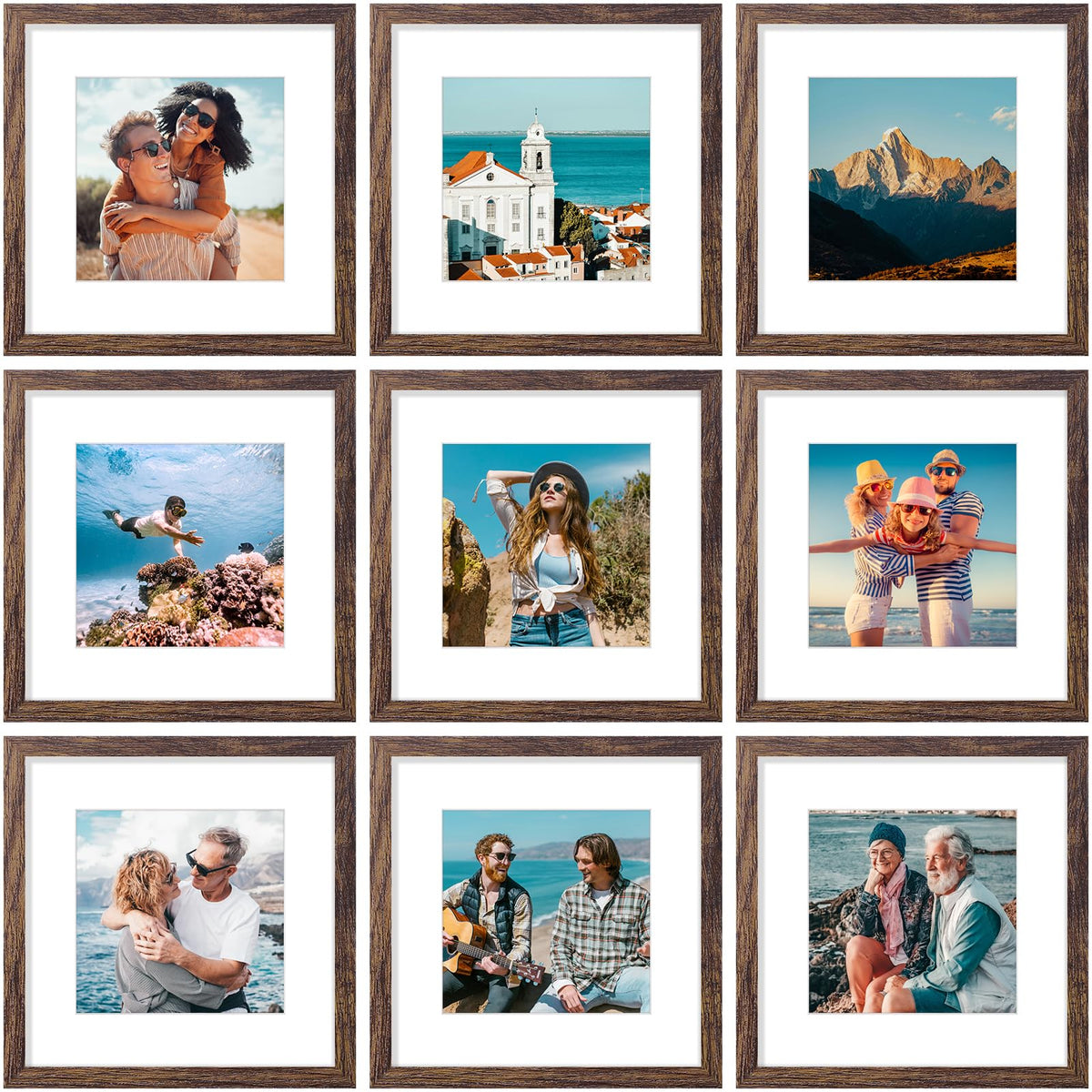 Vittanly 8x10 Picture Frames Set of 9 for Wall or Tabletop Display, Gold