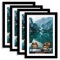 Hongkee 8x10 Picture Frame Set of 4, Real Glass and Wood Frame, 5x7 Mat