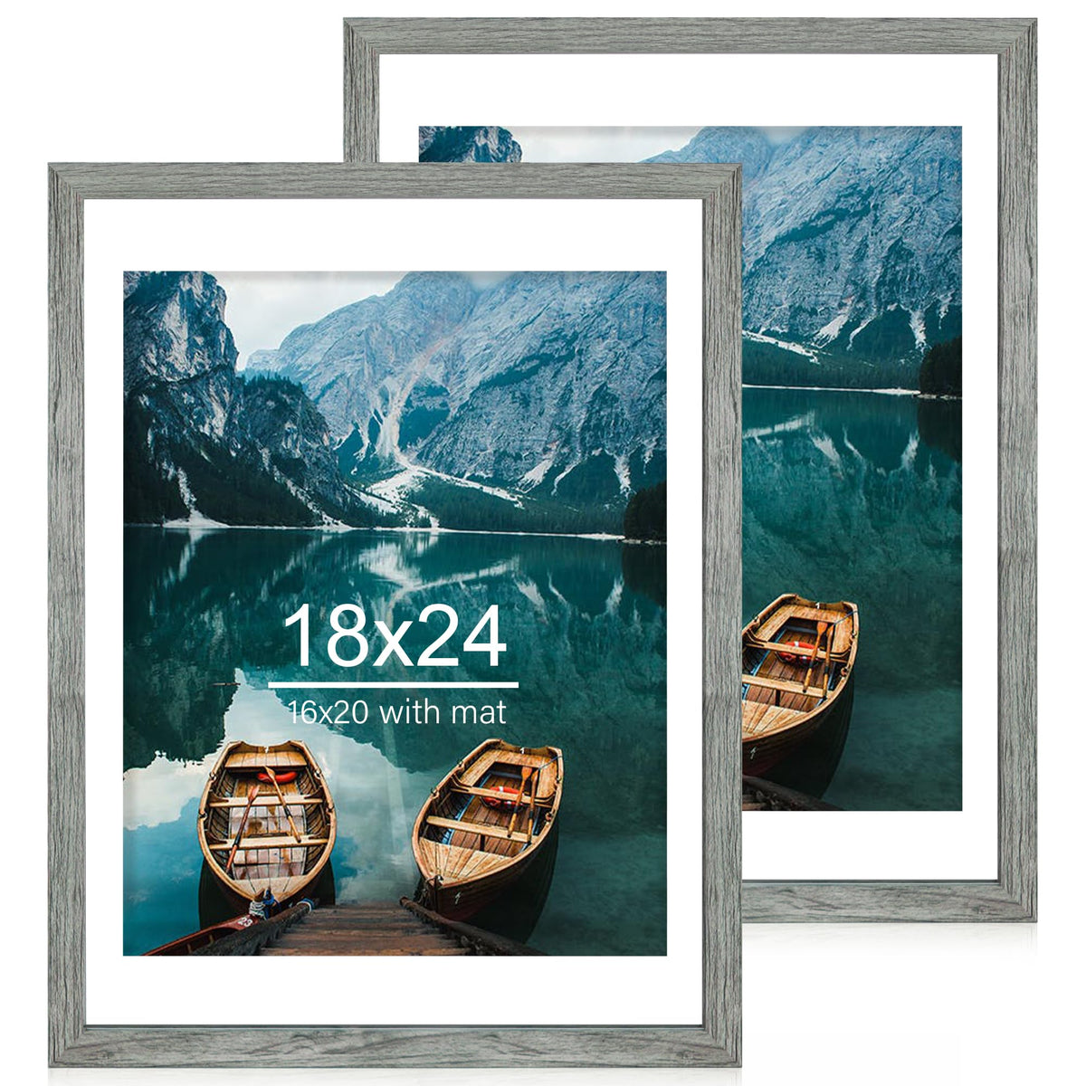 Hongkee 5x7 Picture Frame Set of 2, Real Glass and Wood Frame for Mat 4x6