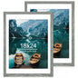 Hongkee 5x7 Picture Frame Set of 2, Real Glass and Wood Frame for Mat 4x6