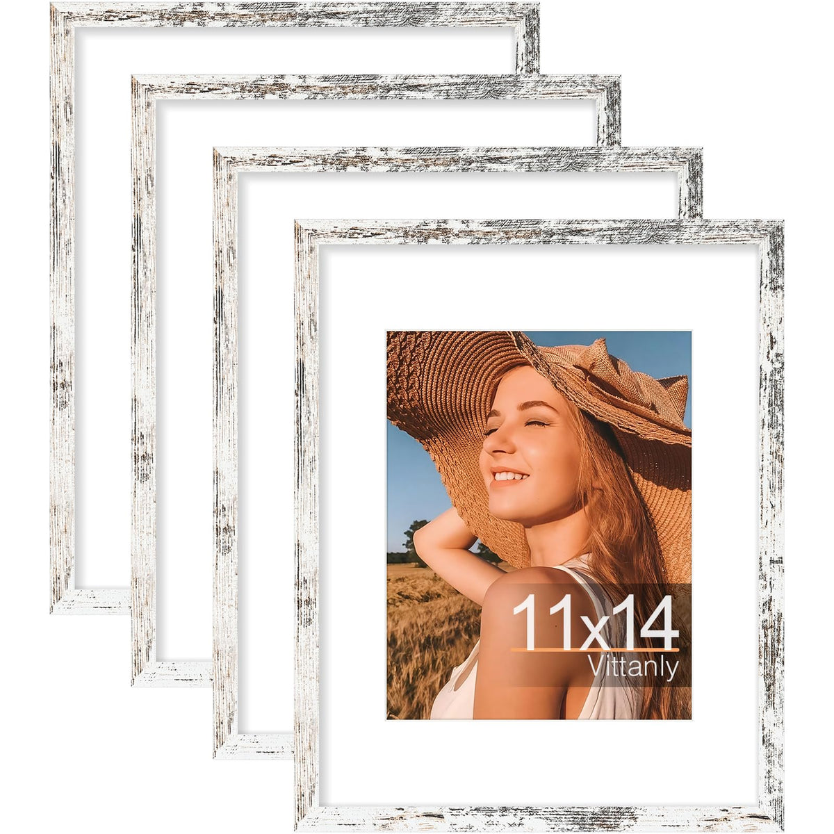 Vittanly 8x10 Picture Frames Set of 4, for Wall or Tabletop, Pale Pink