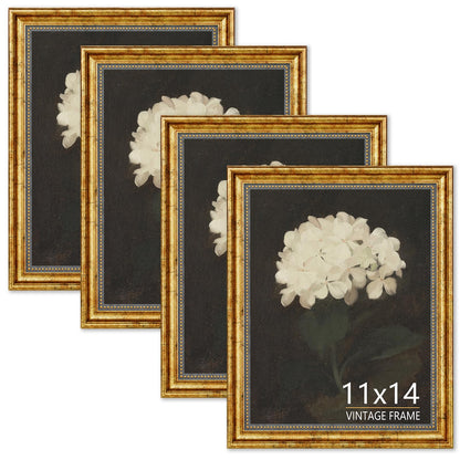 4x6 Picture Frame Set of 4 Vintage Bronze Gold for Tabletop & Wall