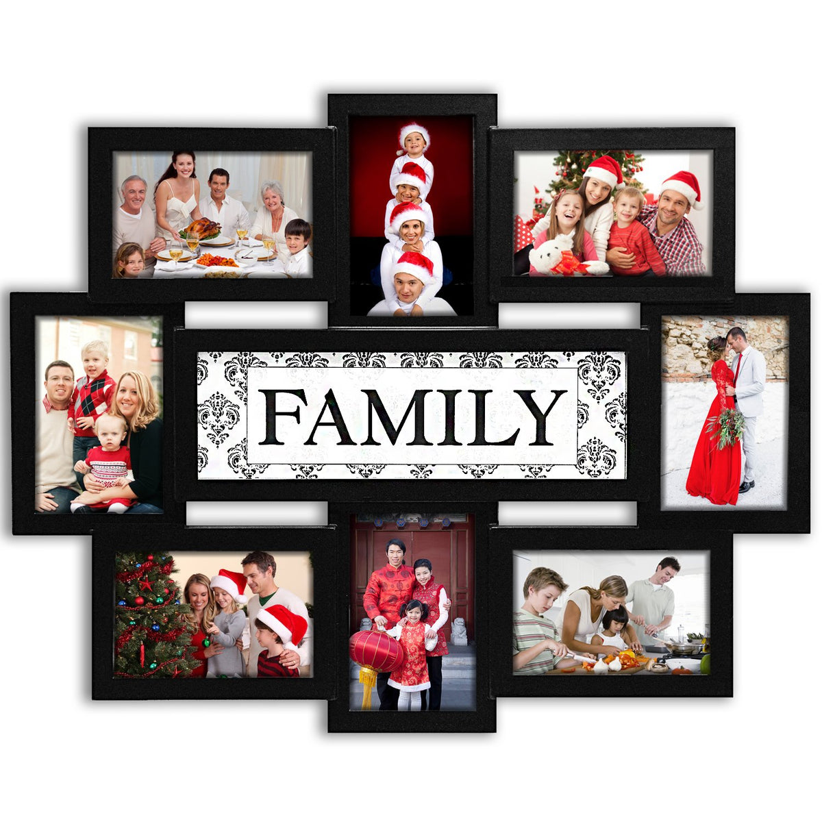 Jerry & Maggie Family Photo Frame 22x17, PVC Picture Frames Collage Wall Decor 9 Opening Wall Hanging For 6x4 Photos 8 Pack, No-Assembly 3D Design Waterproof Memorial Keepsake, Ashes