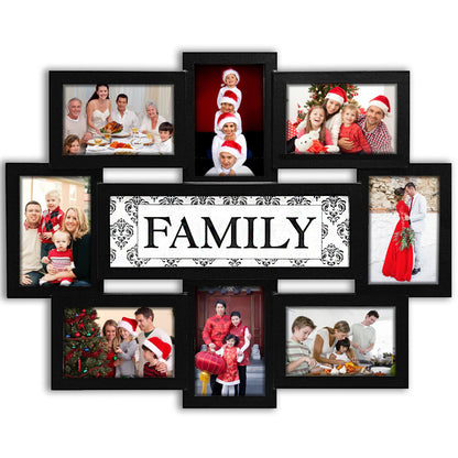 Jerry & Maggie Family Photo Frame 22x17, PVC Picture Frames Collage Wall Decor 9 Opening Wall Hanging For 6x4 Photos 8 Pack, No-Assembly 3D Design Waterproof Memorial Keepsake, Ashes