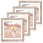 iRahmen 8x10 Picture Frame Set of 4, High Definition Real Glass Rustic Brown Frame, 8 x 10 Wood Photo Frames for Desktop Display and Wall Mounting