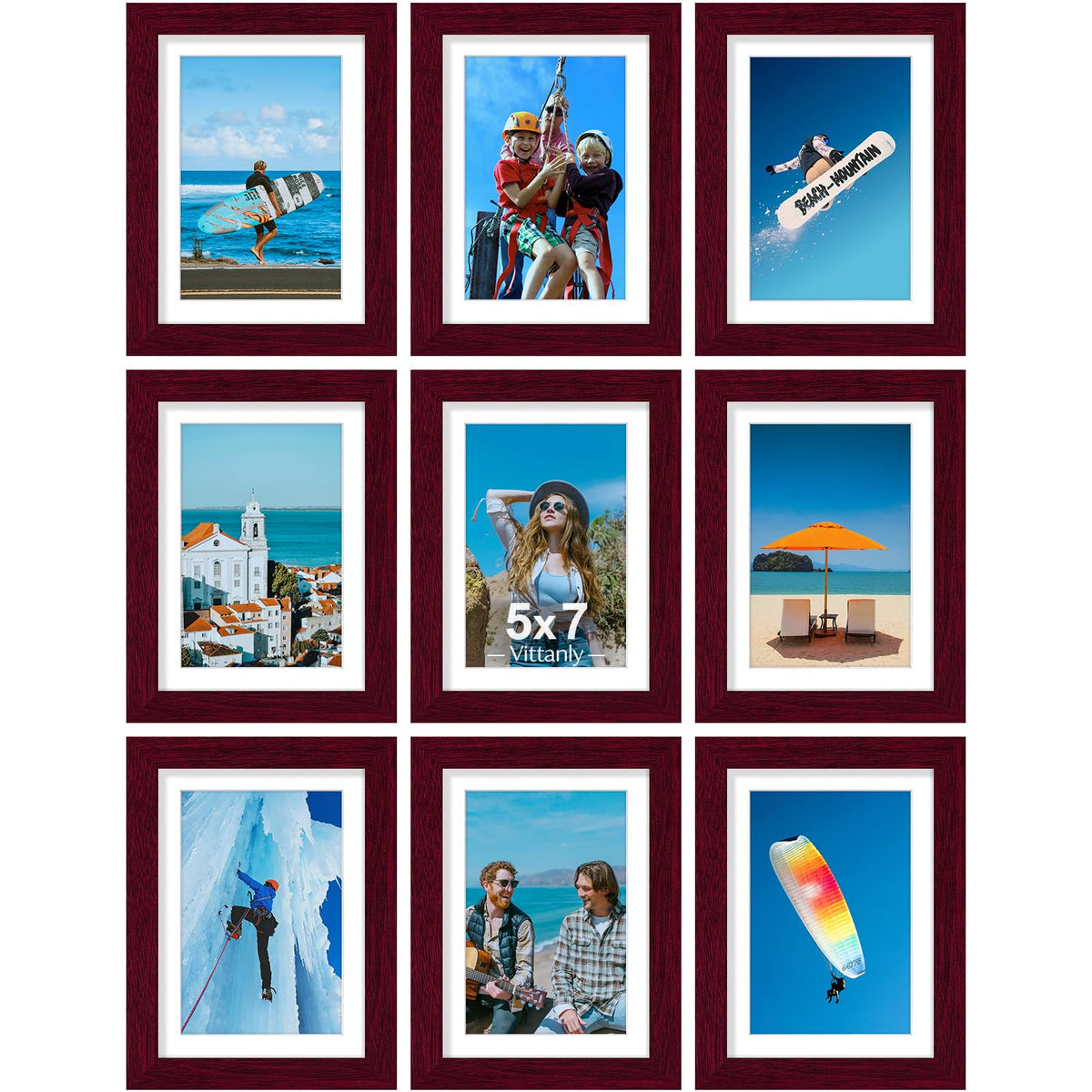 Vittanly 8x10 Picture Frames Set of 9 for Wall or Tabletop Display, Gold