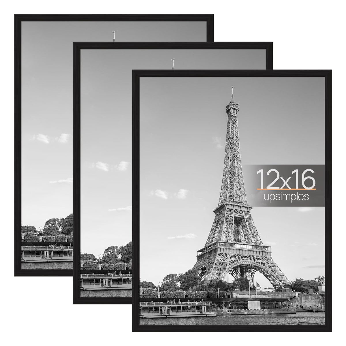 upsimples 16x24 Poster Frame, Easy Slide-In Assembly, Black, 3 Pack