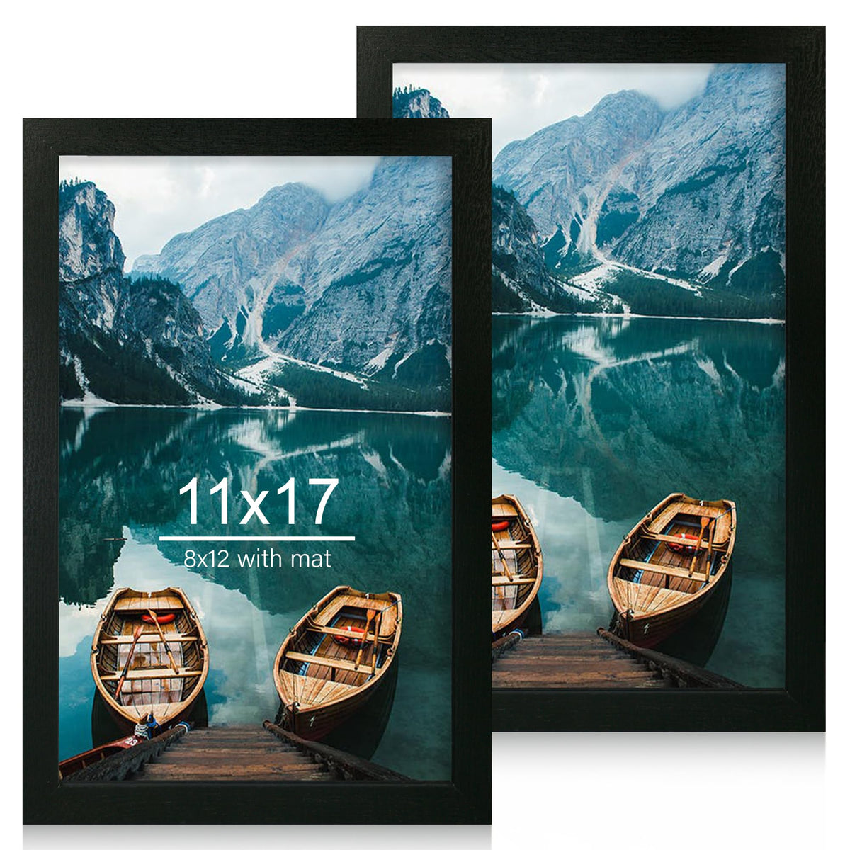 Hongkee 5x7 Picture Frame Set of 2, Real Glass and Wood Frame for Mat 4x6